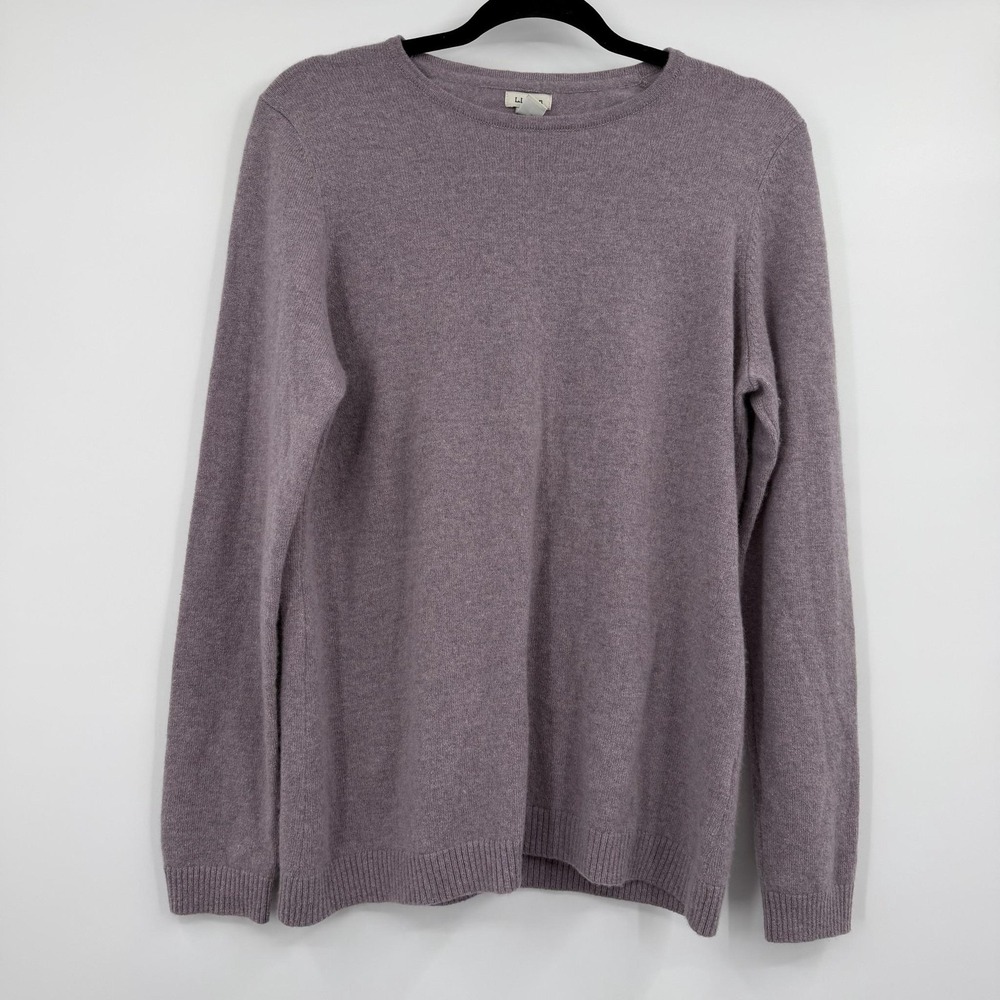 L.L.Bean Cashmere Sweater Womens Large Purple Crew Neck Pullover  Lightweight